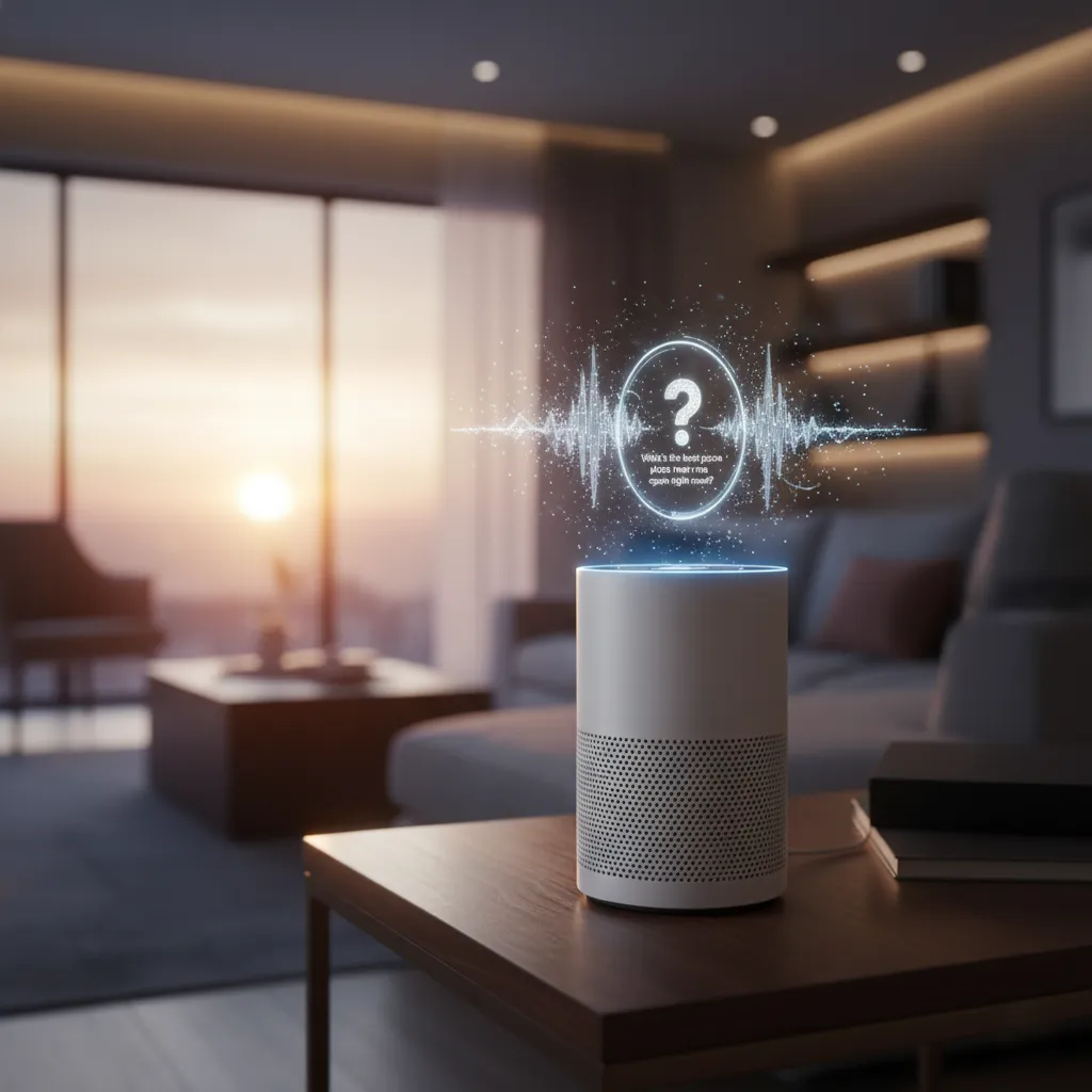 Smart speaker with holographic voice search display